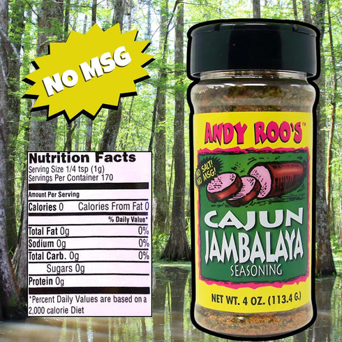 Andy Roo's Salt-Free Cajun Jambalaya Creole Seasoning, 4 Ounce Shaker...