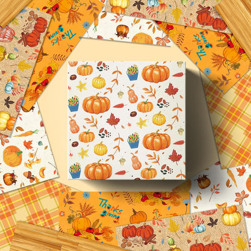 24 Sheet Scrapbook Paper Pad Thanksgiving Theme, 12’’x12’’ Double-Sided Decorative Craft Paper Fall Pattern Paper Pack of Scrapbooking Patterned C...