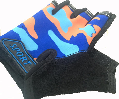 MARZE Kids Bike Gloves Anti-Slip Half Finger Cycling Gloves for Children 4-12 Y (Orange)...
