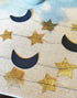Moon and Star Garland Decorations - Navy Gold Glitter Outer Space Birthday Party Hanging Decorations for Honey Moon Wedding Engagement and Baby Sh...