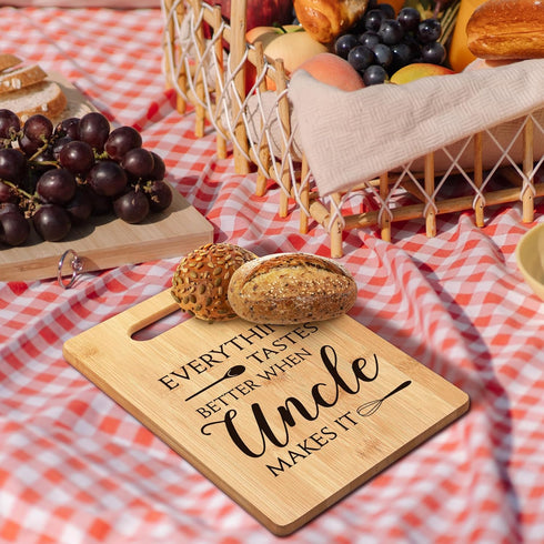 Uncle Gifts, Gifts For Uncle, Everything Tastes Better When Uncle Makes It Aunt Uncle Gift Bamboo Cutting Board Kitchen Decor, Uncle Gifts For Unc...