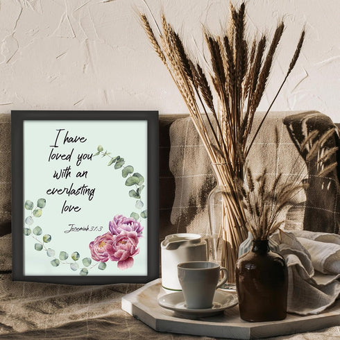 Posterizer 1 pcs-Love Bible Verse -Floral wall art-Religious Posters-Gift for Men Women Entrepreneur Teens-Gifts for Christians - Living Room Bedr...