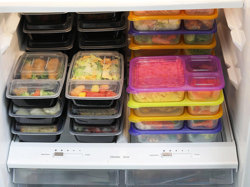 16 Pack - SimpleHouseware 2 Compartment Food Grade Meal Prep Storage Container Boxes (28 ounces)...