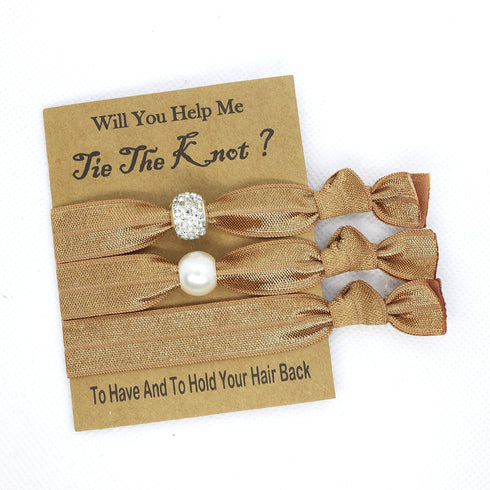 6 Packs Hair Tie Favors for Bridesmaids, Bachelorette Party & Bridal Shower Gifts (Gold)...