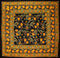 India Arts French Floral Square Cotton Tablecloth 60" x 60" Amber on Black...