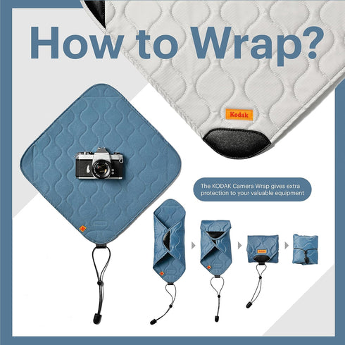 KODAK Camera Wrap Size L 38.5x38.5cm - Water-Resistant, Anti-Scratching and Dust-Free Protective Cloth for SLR Camera, Tele Lens (Black) [ONE Item...