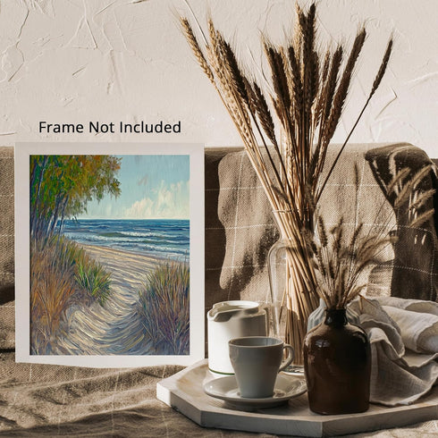 Posterizer 1 pcs-coastal landscape in classic oil painting style 2-Collectibles & Fine Art-Landscape & Nature Art-Gift for Men Women Teens- unfram...
