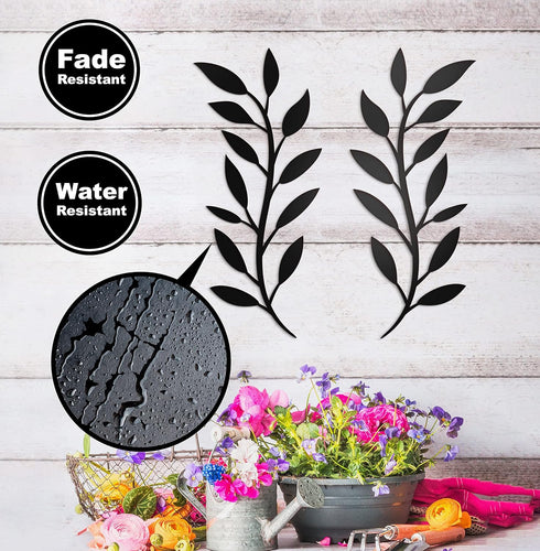 Vivegate Scroll Olive Branch Leaf Metal Wall Decor - 16"X16" 2 Black Wrought Iron Scroll Vine Art Metal Wall Farmhouse Signs For Hanging Above Doo...