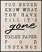 Posterizer 1 pcs-Never Know What You Have Till It's Gone-Toilet Paper-Comedy Art- Bathroom, restroom Decor- unframed wall art...