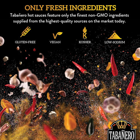Mini Hot Sauce Challenge Box by Tabañero, Original, Extra Hot, XXX Hot & Dragon’s Breath, Hot Sauce Gift, Gluten Free, All Natural, Low Sodium, Ve...