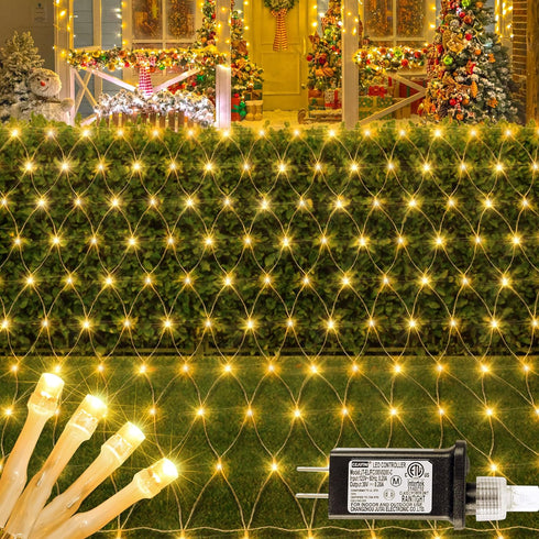 192 LED Net Lights Outdoor Mesh Lights,8 Modes Net Lights for Bushes Plug in, Waterproof Christmas Net String Lights for Bushes Ceiling Wedding In...