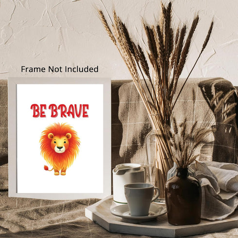 Posterizer 1 pcs-be brave-cute lion quote-Kids Room Art-Motivational & Inspirational Art-Gift for Daughter, Son, Kids-decor for nursery toddlers k...