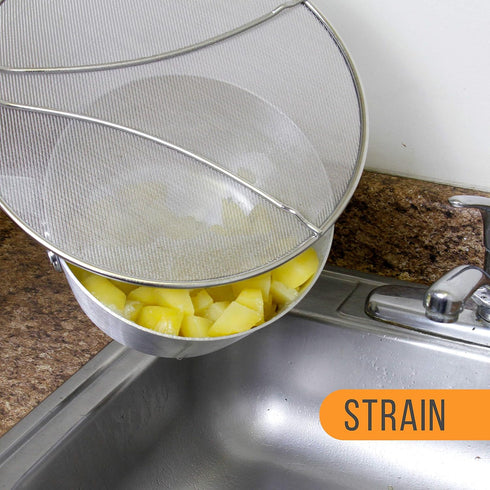 U.S. Kitchen Supply Stainless Steel Splatter Guard 13" Fine Mesh Cover, Grease & Oil, Splatter Screen for Frying Pan, Cooking Pots, with Resting F...