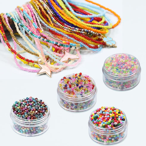 KERGAEN Total 16800pcs Size 3mm Seed Beads for Jewelry Making,8/0 Tiny Seed Beads Craft Beading Kit Set,260pcs Letter Alphabet Beads with Elastic ...