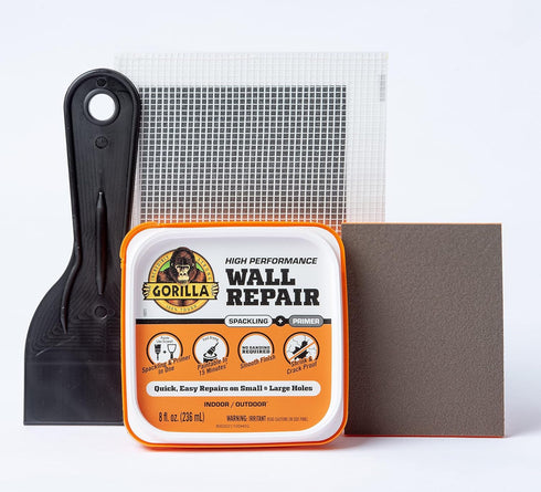 Gorilla Wall Repair Kit Featuring Gorilla Heavy Duty Wall Repair Spackling + Primer White...