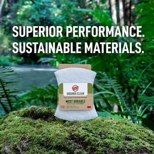 Scotch-Brite Greener Clean Non-Scratch Scrub Sponge, Sponge for Washing Dishes, Cleaning Kitchen, Superior Performance and Made with Sustainable M...