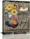 Country Rooster Wall Art Farm Chicken Hen Sunflower Canvas Prints Painting Farmhouse Rustic Animals Pictures Framed Artwork Home Decor for Kitchen...