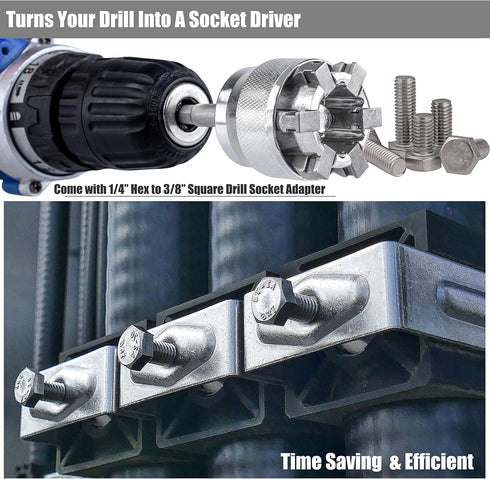 YAKAMOZ Adjustable Universal Socket Wrench Grip Adapter 10-19mm Hex Head Nuts and Bolts Driver Tool for 3/8" Drive Ratchet Torque Wrench and Power...