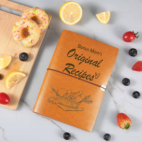 Bonus Mom Gift-Birthday Retirement Christmas Mothers Day Gift-Kitchen Accessorie-Bonus Mom's Original Recipes-Refillable Binder Recipe Notebook-Re...