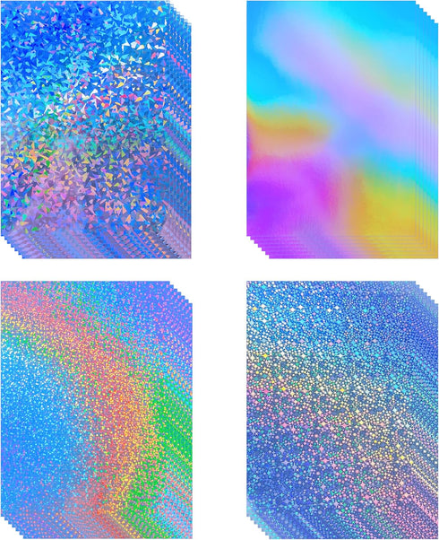 28 Sheets Holographic Cardstock Paper 250gsm/92lb, 8.5 x 11 Metallic Glitter Paper 4 Mixed Styles Printable Only Compatible with Laser Printer,Thi...