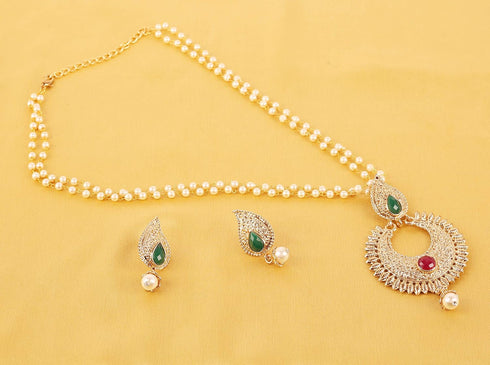 Touchstone NEW Indian Bollywood Traditional Paisley Motif Fine South India Inspired Workmanship Faux Ruby Emerald Pearls Designer Temple Jewelry P...