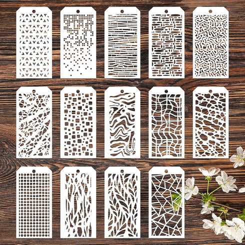 14 Pieces for Crafts Stencils Texture Stencils for Painting Reusable Art Deco Stencils for Home Cake Decorating DIY Art Crafts...