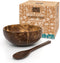 Jungle Culture 1 Coconut Bowl & Spoon with FREE eBook • Wooden Bowl • Salad Serving Bowl • Acai Smoothies Pasta Cereal Bowl • Vegan Gift Ideas • E...
