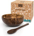 Jungle Culture 1 Coconut Bowl & Spoon with FREE eBook • Wooden Bowl • Salad Serving Bowl • Acai Smoothies Pasta Cereal Bowl • Vegan Gift Ideas • E...