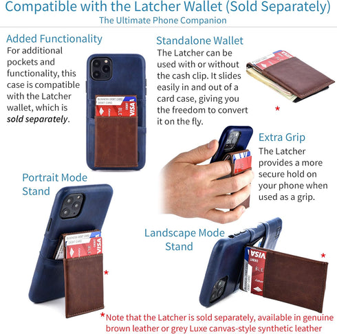 Dockem iPhone 11 Wallet Case: Built-in Metal Plate for Magnetic Mounting & 2 Credit Card Holders (6.1" Exec M2, Synthetic Leather, Navy Blue)...