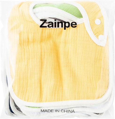 Zainpe 6Pcs Snap Muslin Cotton Baby Bibs for Boys Girls Blue Green Feeding Bib Adjustable Neutral Gray Burp Cloths with 6 Absorbent Soft Layers fo...