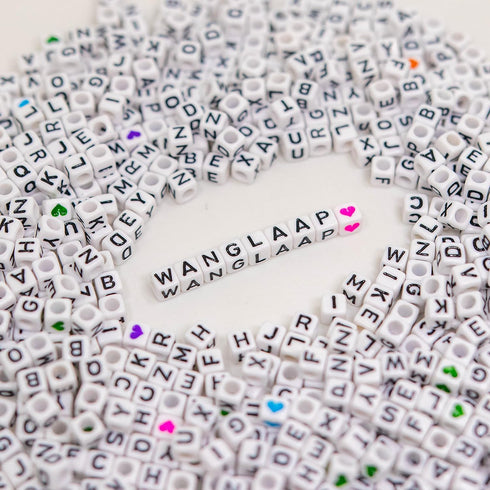 1120Pcs Square Acrylic 6x6mm Alphabet A-Z Letters Beads with Numbers Colorful Hearts Cube Beads for Phone Lanyard Bracelets Necklaces(White-1120-O...