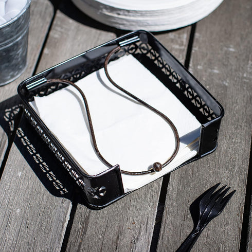 Stonebriar Industrial Black Graphite Metal Table Top Napkin Holder, Decorative Napkin Tray for Dining Table and Kitchen, Unique Tissue Dispenser f...