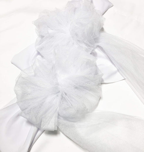 10pcs Spandex Stretch Ready to Use Chair Sashes Bows for Beach Wedding Party Decoration (White)...