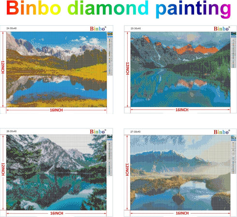 Binbo 5D Diamond Painting Kits for Adults – DIY Landscape Diamond Painting Kits for Kids - Full Round Drill Rhinestone Arts for Home Wall Decor, M...