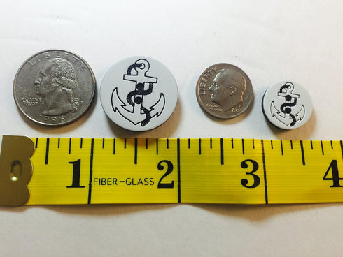 Nautical Anchor Button Set -Tailored 2 Hole- White/Black ~ for Suits, Sport Coat, Uniform, Jacket, Dresses 11 Pc....