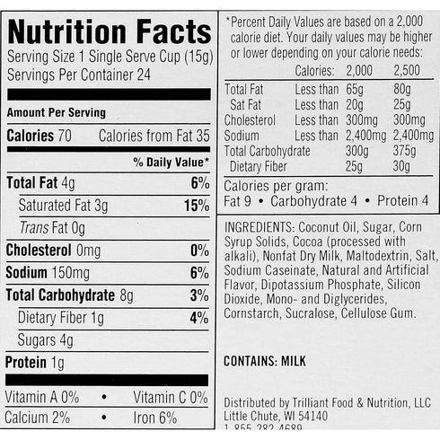 Trilliant Fg013073 Indulgio Milk Chocolate Hot Cocoa Single Serve Brew Cup...