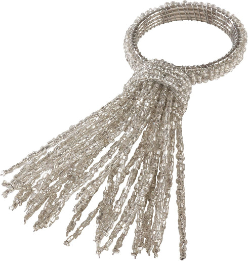 Silver Beaded Spray Design Napkin Ring, 4" H x 1.5" D...