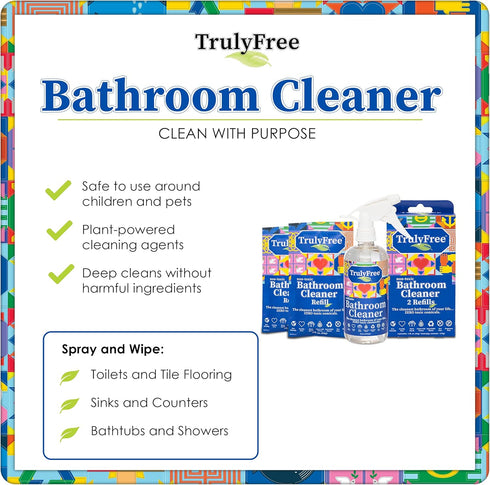2-Pack TrulyFree Bathroom Cleaner - Cleaning Spray, for Toilet, Sink, Tub, Shower - Includes: 16-oz Spray Bottle, One refill pouch used for initia...
