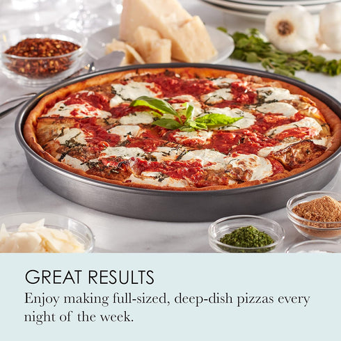 Chicago Metallic 14-Inch Deep Dish Pizza Pan, Nonstick Carbon Steel Bakeware for Chicago-Style Pizza, Cookie Cakes, Thick Crust Pizzas, and More...