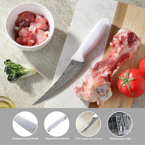 Boning Knife, Little Cook 6-inch Fillet knife, Stainless Steel Blade deboning Knife, Great for Meat Cutting, Fish, Poultry, Chicken (Dishwasher Sa...