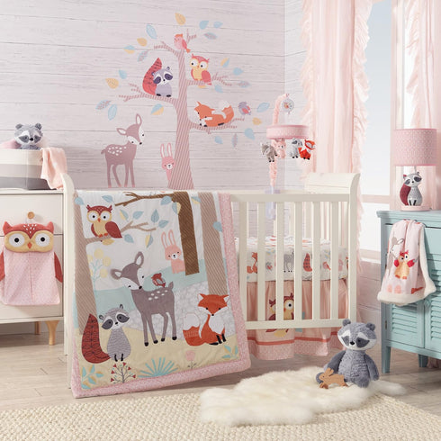 Lambs & Ivy Little Woodland Animals Fitted Crib Sheet, White...