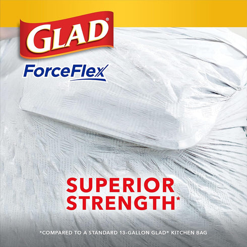 Glad Trash Bags, ForceFlex Tall Kitchen Drawstring Garbage Bags,13 Gal, Gain Original with Febreze, 80 Ct...