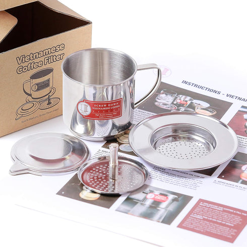 Vietnamese Coffee Filter Maker Press. Screw Down Phin Made in Vietnam. Authentic (1, Medium (8 oz))...