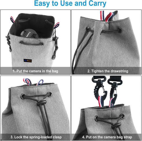 Camera Bag, Camera Case, Drawstring Camera Bag, Waterproof Camera Shoulder Bag, Soft Camera Case with Camera Straps for Photographers...