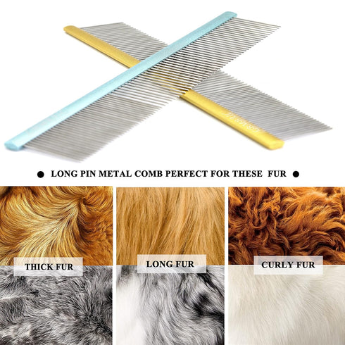 10inches Large Dog Grooming Comb for Shedding Matted Hair for Large Dogs Metal Dog Comb with Long Wide Tooth Comb for Poodles and Goldendoodles Re...