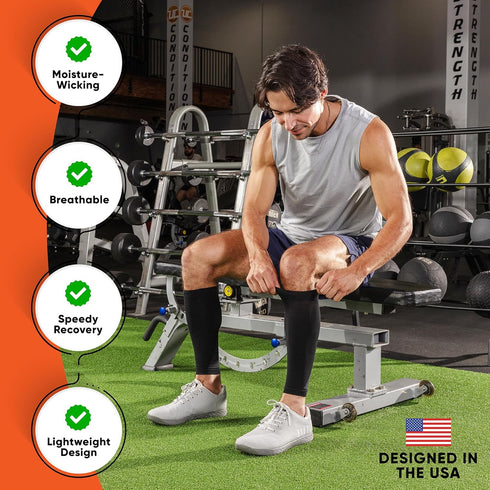 Calf Compression Sleeves for Men and Women - (1 Pair) Footless Compression Socks Support for Varicose Vein, Nursing, Pregnancy, Running - PhysFlex...