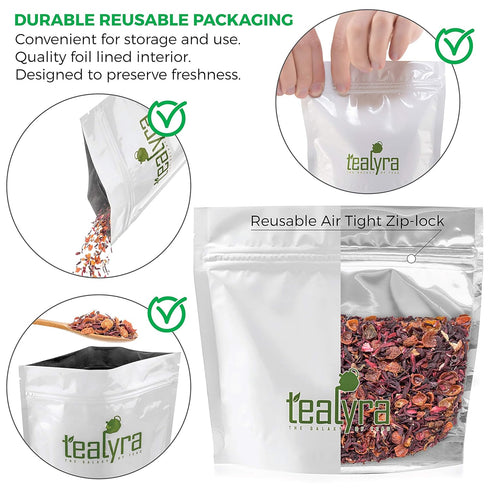 Tealyra - Hibiscus and Rosehips - Herbla Loose Leaf Tea - Health Tonic - Supports Healthy Blood Pressure - Caffeine-Free - Vitamins Rich - All Nat...