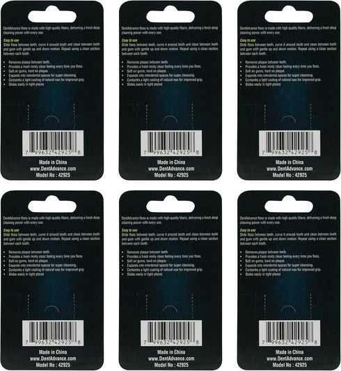 DentAdvance Premium Mint Dental Floss - Easy Reach Back Teeth | Tooth Floss | Mint Flavored, Waxed, 40 Meter, Pack of 6...