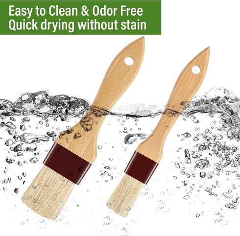Pastry Brush-Basting Brush for Cooking,2 Pc Boar Bristles Food Brush for BBQ,Beech Wooden Handle Butter Brush for Baking/Spreading Marinade/Sauce/...