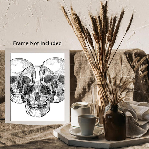 Posterizer 1 pcs-Goth Skull and Raven Dictionary Art-Retro Art-Art for Animal Lovers-Gift for Steampunk or Goth Fans-Living Room Bedroom Decor- un...